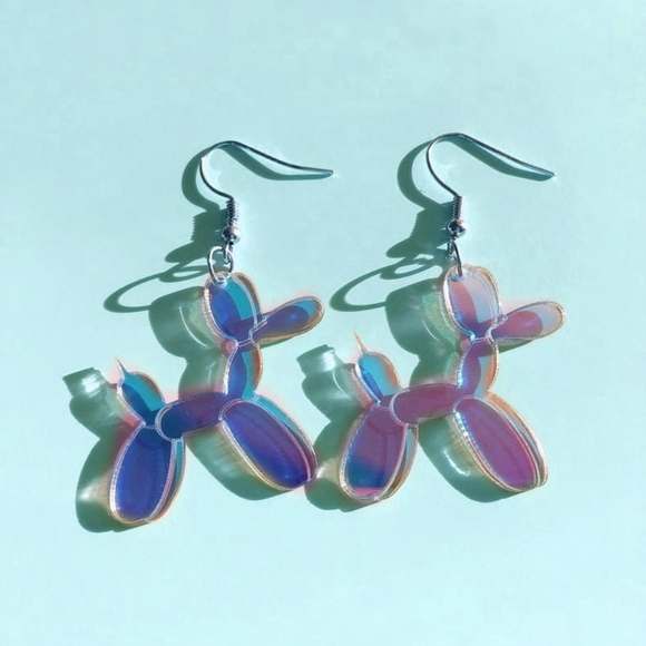 Iridescent balloon animal Earrings - Picture 1 of 4